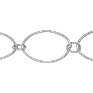 Chain by Foot. Sterling Silver 17.8mm Width by 27.0mm Length Smooth Oval Link Followed by 7.8mm Width / Length Twisted Circle Link, Long and Short Chain. Price per: 1 Foot.
