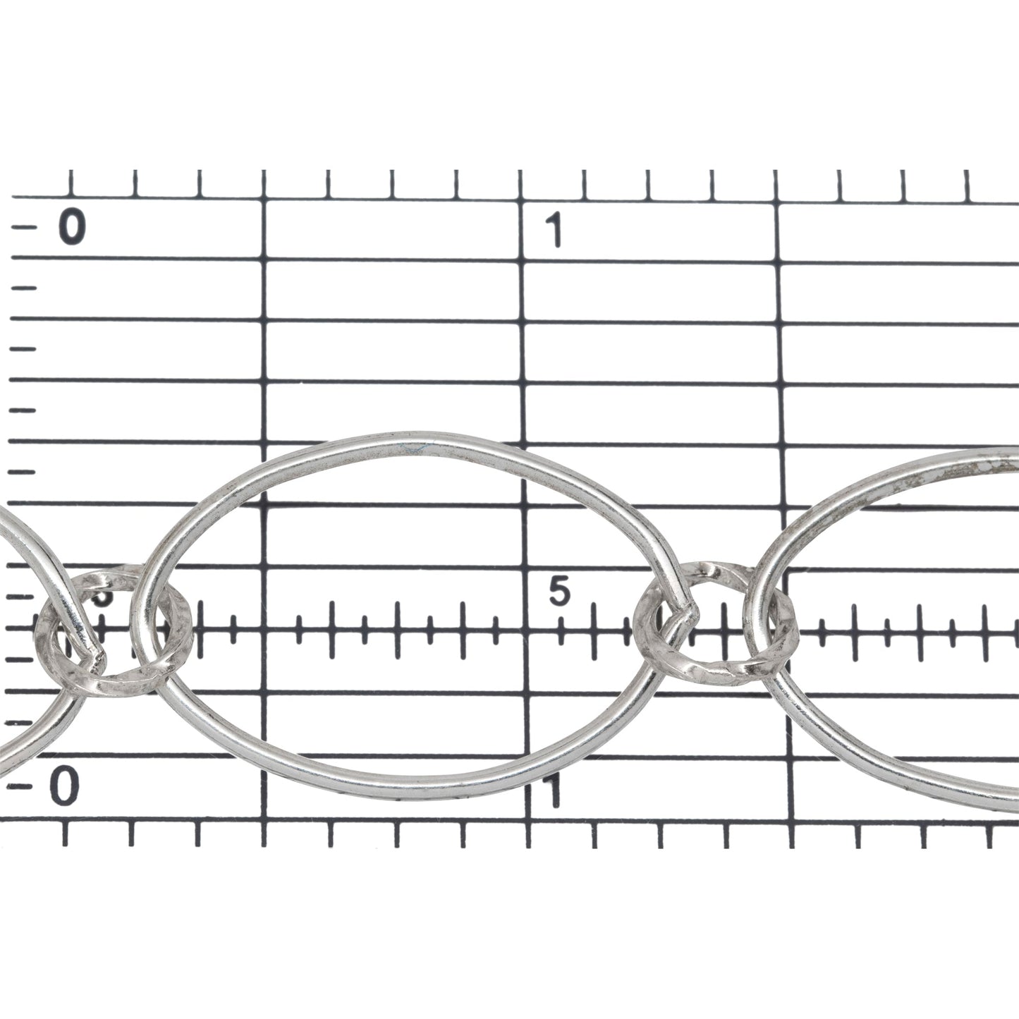 Sterling Silver 17.8mm Width by 27.0mm Length Smooth Oval Link Followed by 7.8mm Width / Length Twisted Circle Link, Long and Short Chain. Price per: 1 Foot.
