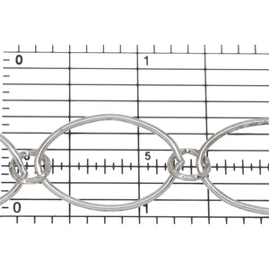 Sterling Silver 17.8mm Width by 27.0mm Length Smooth Oval Link Followed by 7.8mm Width / Length Twisted Circle Link, Long and Short Chain. Price per: 1 Foot.