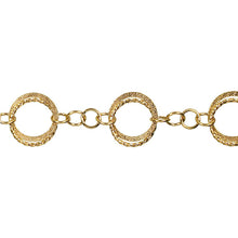 Load image into Gallery viewer, 14kt Gold Filled Double 19.4mm Width / Length Textured and 20.2mm Twisted Circle Links, Followed by Four of 8.6mm Width / Length Smooth Circle Links, Circle Chain. Price per: 1 Foot.
