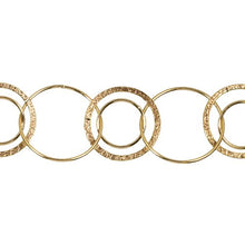 Load image into Gallery viewer, 14kt Gold Filled Double 27.0mm Width / Length Textured and 17.2mm Smooth Circle Links, Connected to One of 29.5mm Width / Length Smooth Circle Link, Circle Chain. Price per: 1 Foot.
