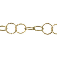 Load image into Gallery viewer, 14kt Gold Filled Two of 17.30mm Width / Length Textured Circle Links Followed by Two of 9.40mm Width by 16.07mm Length Smooth Oval Links, Cable Chain. Price per: 1 Foot.
