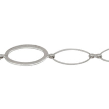 Load image into Gallery viewer, Chain by Foot. Sterling Silver 14.0mm Width by 27.0mm Length Flat Oval Link Followed by Six of 11.0mm Width by 24.6mm Length Rolo Oval Link Connected With 4.0mm Width By 8.2mm Length Figure 8 Link, Fancy Chain. Price per: 1 Foot.
