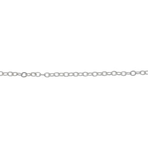 Chain by Foot. Sterling Silver 1.72mm Width by 2.22mm Length, Flat Cable Chain. Price per: 1 Foot.