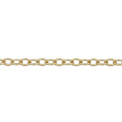 14kt Gold Filled 1.72mm Width by 2.22mm Length, Flat Cable Chain. Price per: 1 Foot.