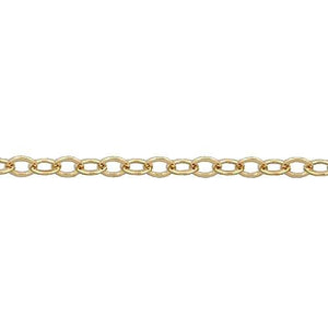 14kt Gold Filled 1.72mm Width by 2.22mm Length, Flat Cable Chain. Price per: 1 Foot.