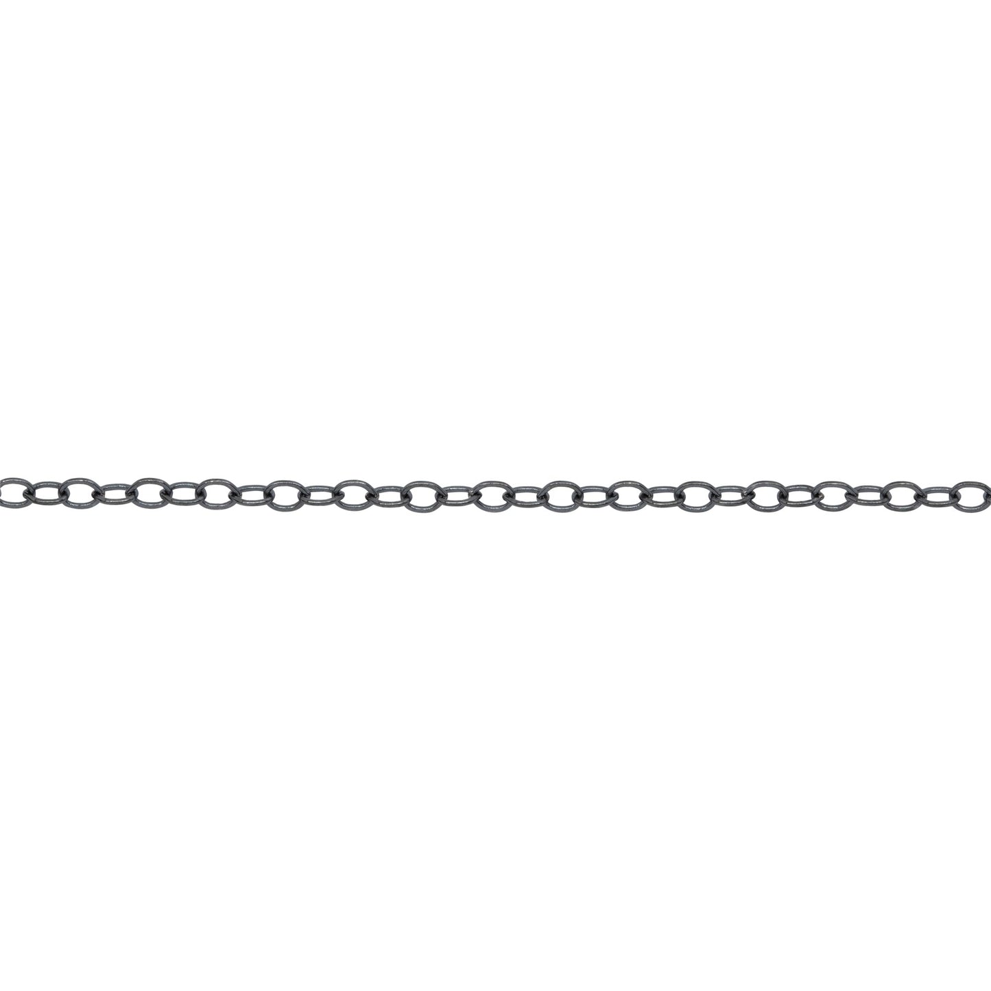 Chain by Foot. Sterling Silver Black Diamond 1.72mm Width by 2.22mm Length, Flat Cable Chain. Price per: 1 Foot.