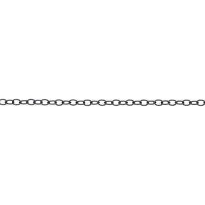 Chain by Foot. Sterling Silver Black Diamond 1.72mm Width by 2.22mm Length, Flat Cable Chain. Price per: 1 Foot.