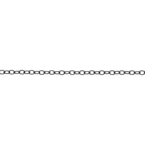 Chain by Foot. Sterling Silver Black Diamond 1.72mm Width by 2.22mm Length, Flat Cable Chain. Price per: 1 Foot.