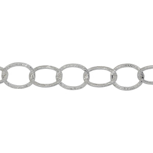 Chain by Foot. Sterling Silver 8.35mm Width by 10.48mm Length, Textured Cable Chain. Price per: 1 Foot.