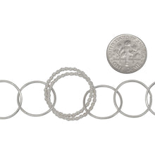 Load image into Gallery viewer, Sterling Silver 21.0mm Width / Length Double Twisted Circle Links Followed by Six of 16.8mm Width / Length Smooth Circle Links, Circle Chain. Price per: 1 Foot.
