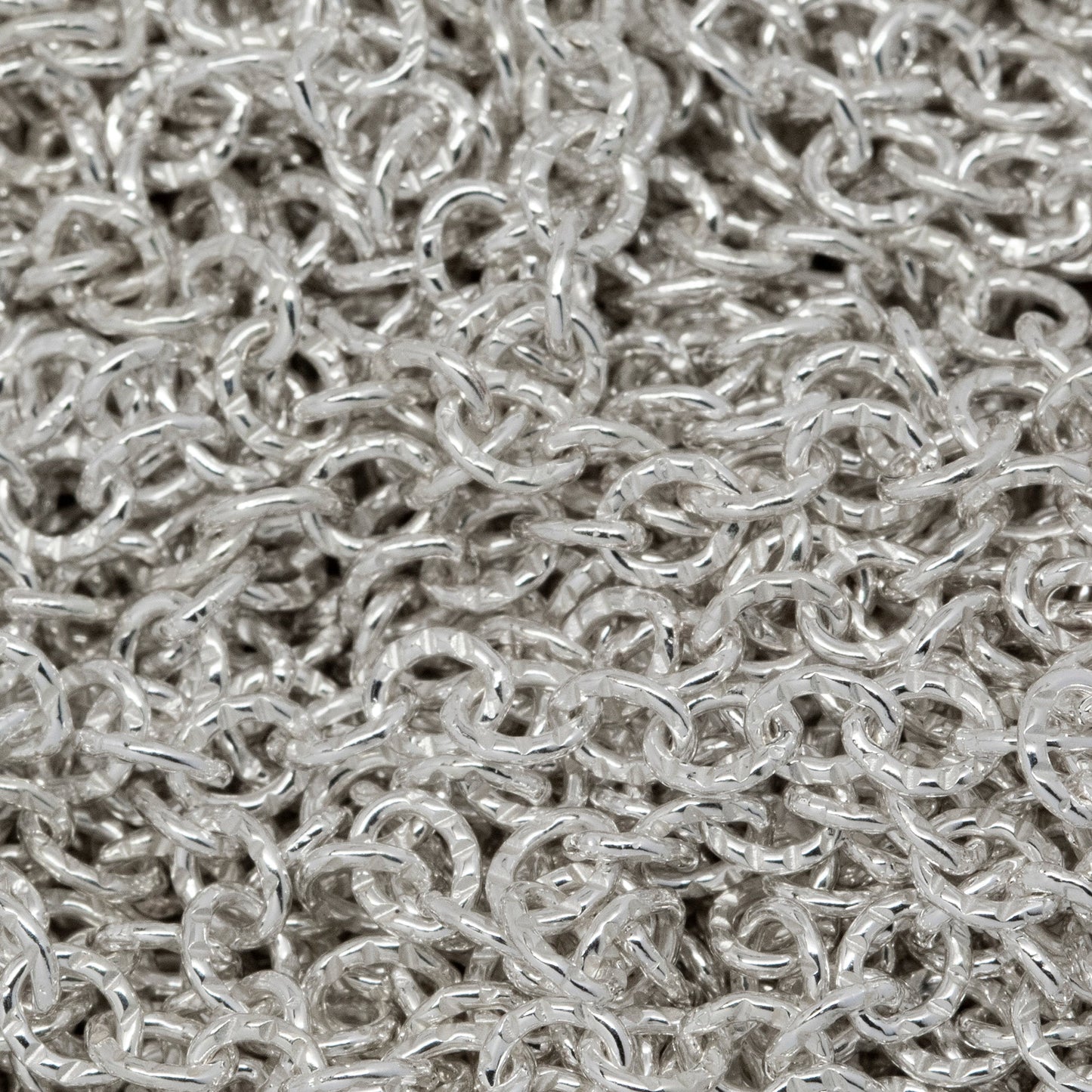 Sterling Silver 2.5mm Width by 3.1mm Length, Corrugated Cable Chain. Price per: 1 Foot.