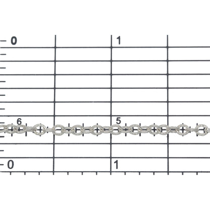 Sterling Silver 2.5mm Width by 3.1mm Length, Corrugated Cable Chain. Price per: 1 Foot.