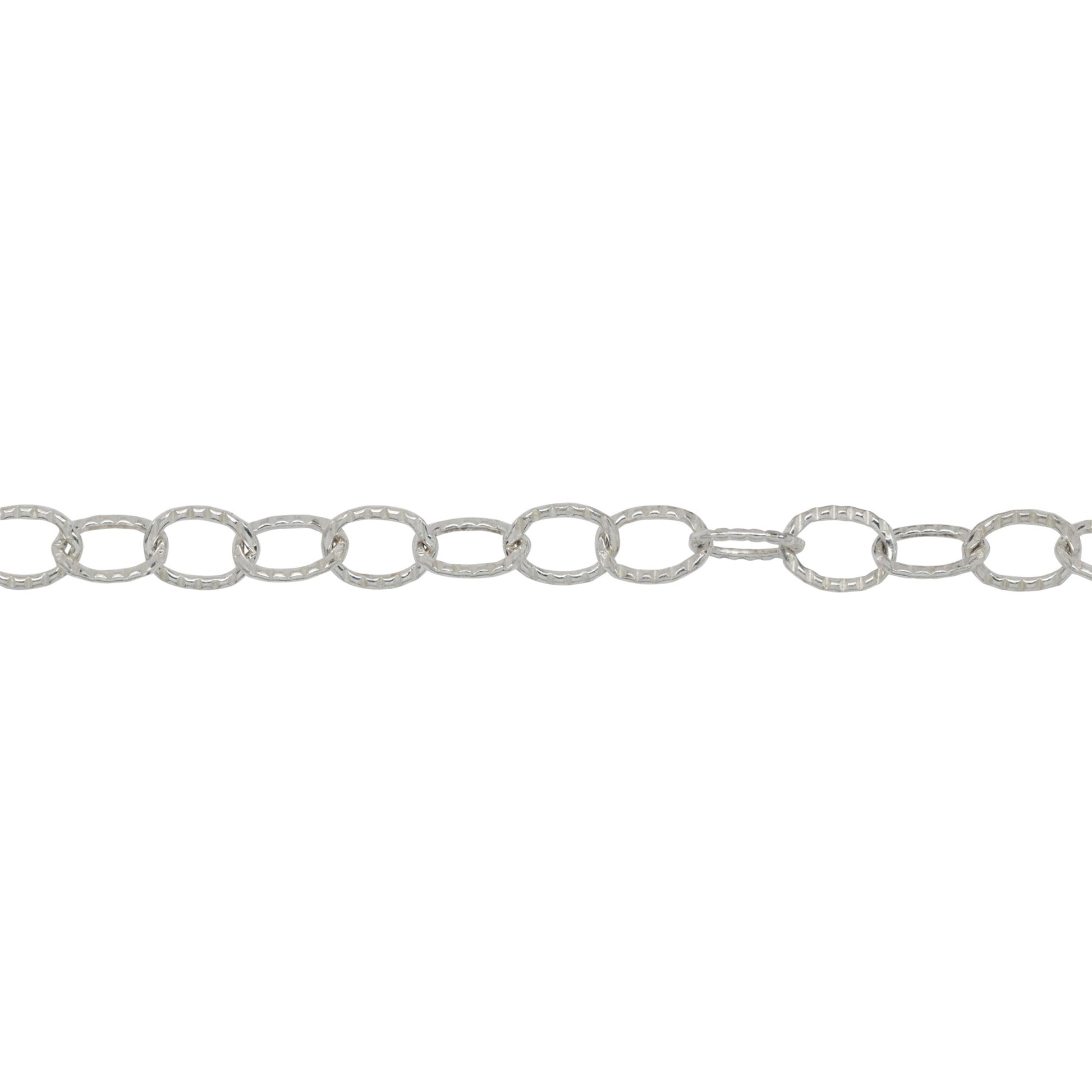 Chain by Foot. Sterling Silver 3.71mm Width by 4.70mm Length, Corrugated Cable Chain. Price per: 1 Foot.