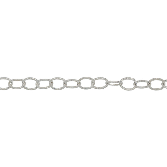 Chain by Foot. Sterling Silver 3.71mm Width by 4.70mm Length, Corrugated Cable Chain. Price per: 1 Foot.