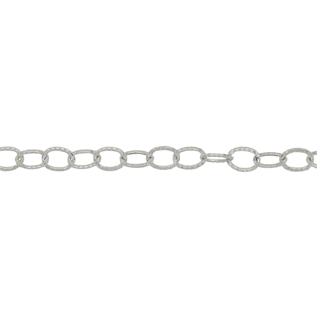 Chain by Foot. Sterling Silver 3.71mm Width by 4.70mm Length, Corrugated Cable Chain. Price per: 1 Foot.