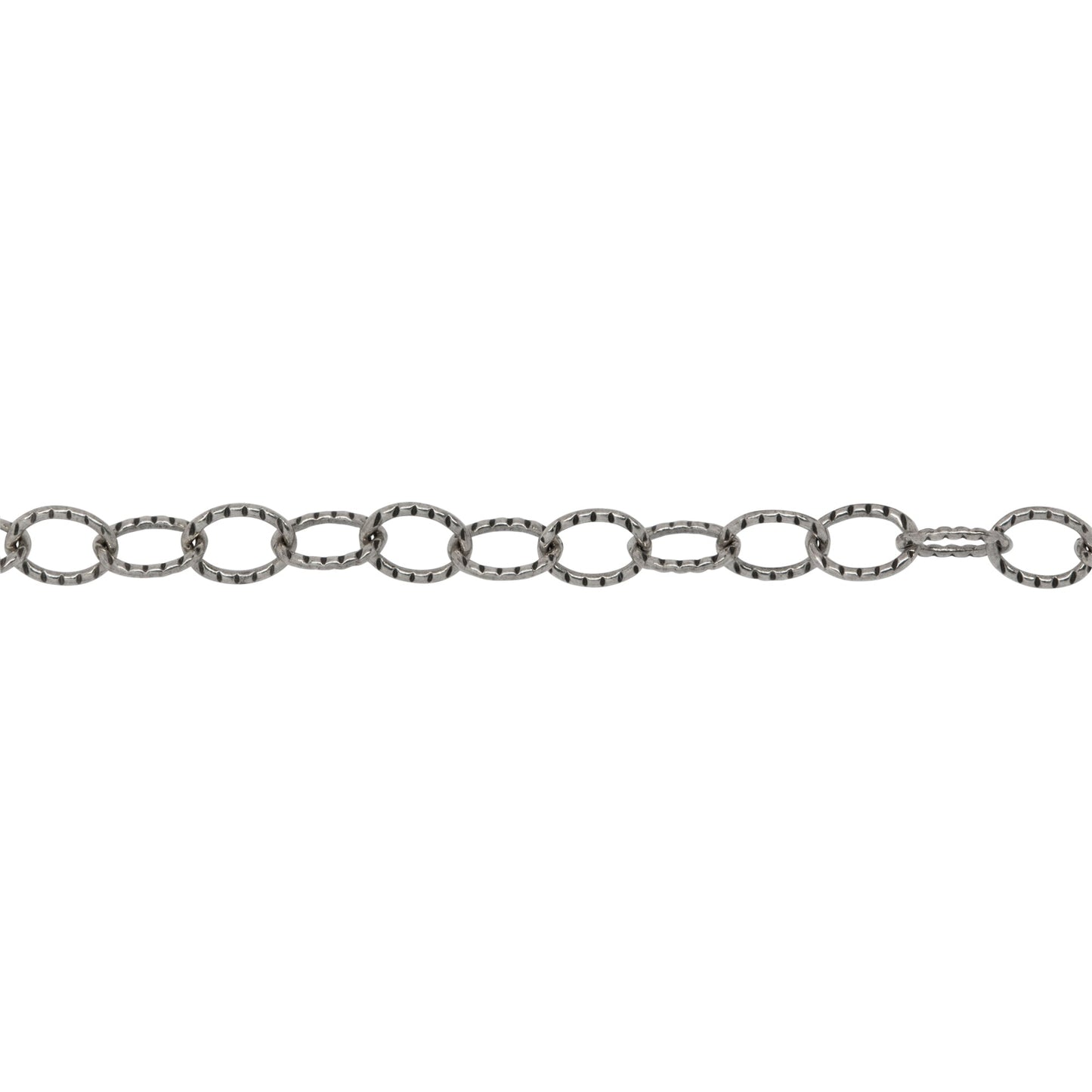 Chain by Foot. Sterling Silver Oxidized 3.71mm Width by 4.70mm Length, Corrugated Cable Chain. Price per: 1 Foot.
