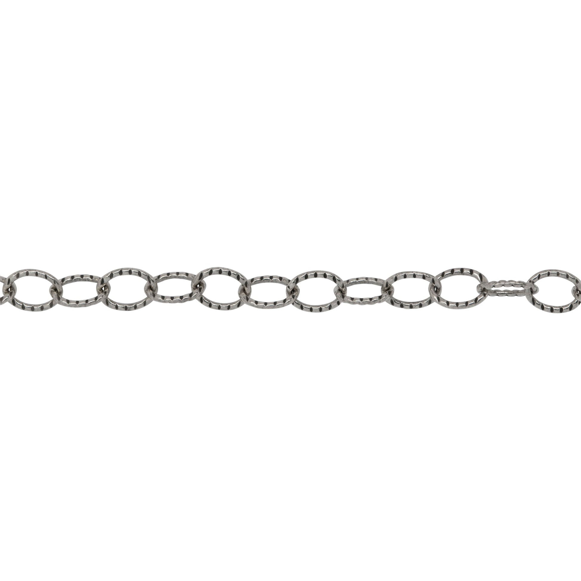Chain by Foot. Sterling Silver Oxidized 3.71mm Width by 4.70mm Length, Corrugated Cable Chain. Price per: 1 Foot.