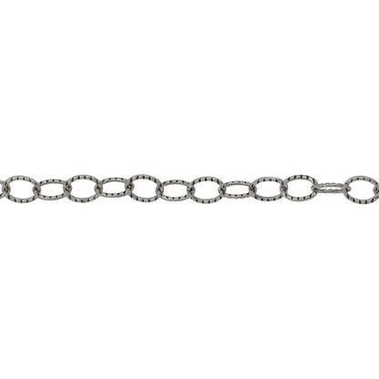 Chain by Foot. Sterling Silver Oxidized 3.71mm Width by 4.70mm Length, Corrugated Cable Chain. Price per: 1 Foot.