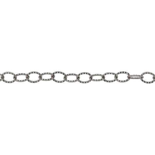 Chain by Foot. Sterling Silver Oxidized 3.71mm Width by 4.70mm Length, Corrugated Cable Chain. Price per: 1 Foot.