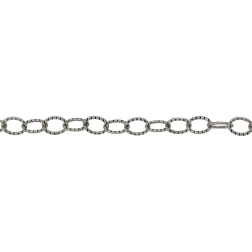 Chain by Foot. Sterling Silver Oxidized 3.71mm Width by 4.70mm Length, Corrugated Cable Chain. Price per: 1 Foot.