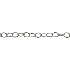 Chain by Foot. Sterling Silver Oxidized 3.71mm Width by 4.70mm Length, Corrugated Cable Chain. Price per: 1 Foot.