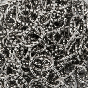 Sterling Silver Oxidized 3.71mm Width by 4.70mm Length, Corrugated Cable Chain. Price per: 1 Foot.