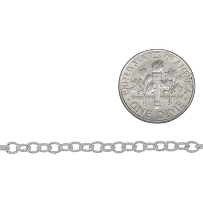 Sterling Silver 2.98mm Width by 3.57mm Length, Twisted Cable Chain. Price per: 1 Foot.