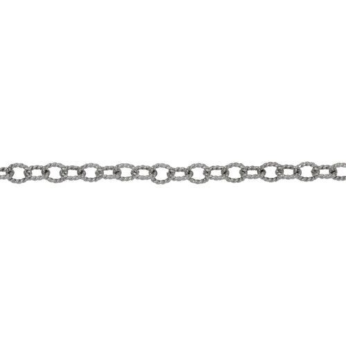 Chain by Foot. Sterling Silver Oxidized 2.98mm Width by 3.57mm Length, Twisted Cable Chain. Price per: 1 Foot.