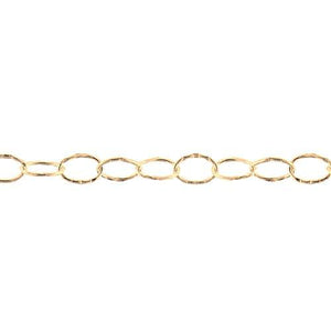 14kt Gold Filled 2.17mm Width by 2.83mm Length, Corrugated Cable Chain. Price per: 1 Foot.