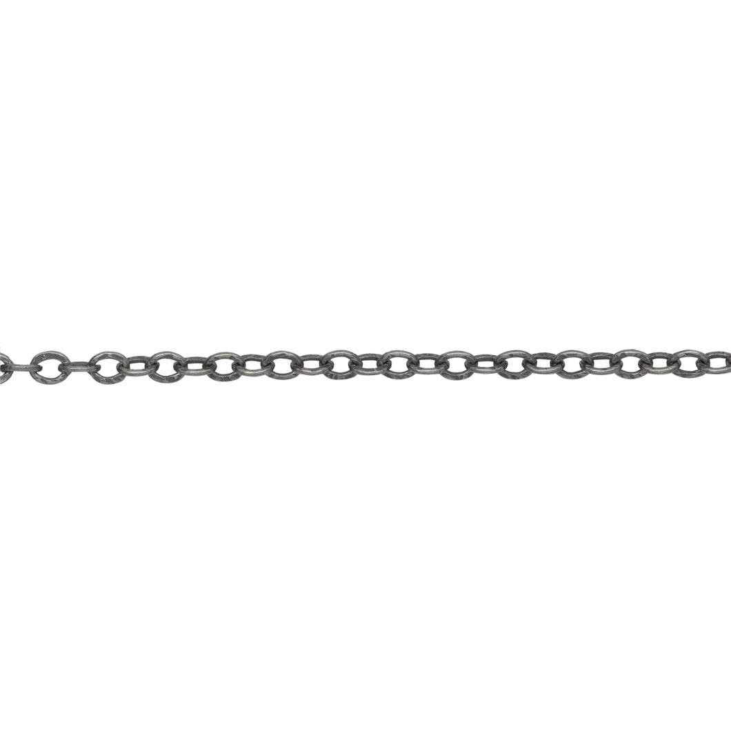 Chain by Foot. Sterling Silver Oxidized 2.17mm Width by 2.83mm Length, Corrugated Cable Chain. Price per: 1 Foot.