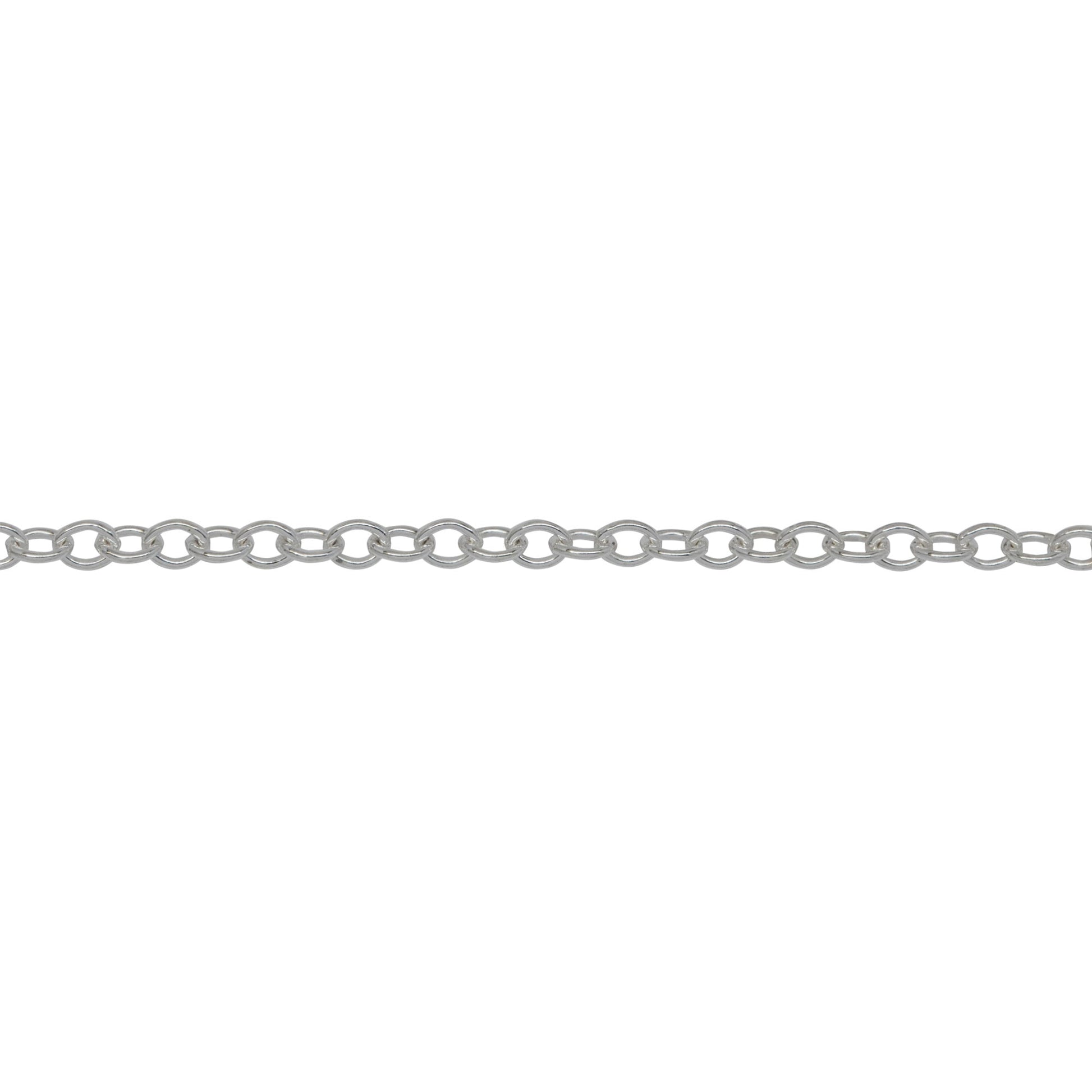 Chain by Foot. Sterling Silver 2.1mm Width by 2.8mm Length, Smooth Cable Chain. Price per: 1 Foot.