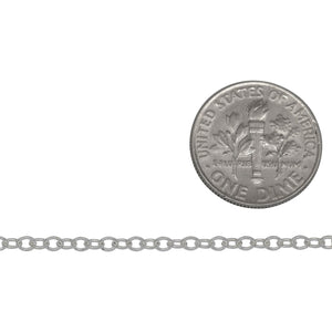 Sterling Silver 2.1mm Width by 2.8mm Length, Smooth Cable Chain. Price per: 1 Foot.