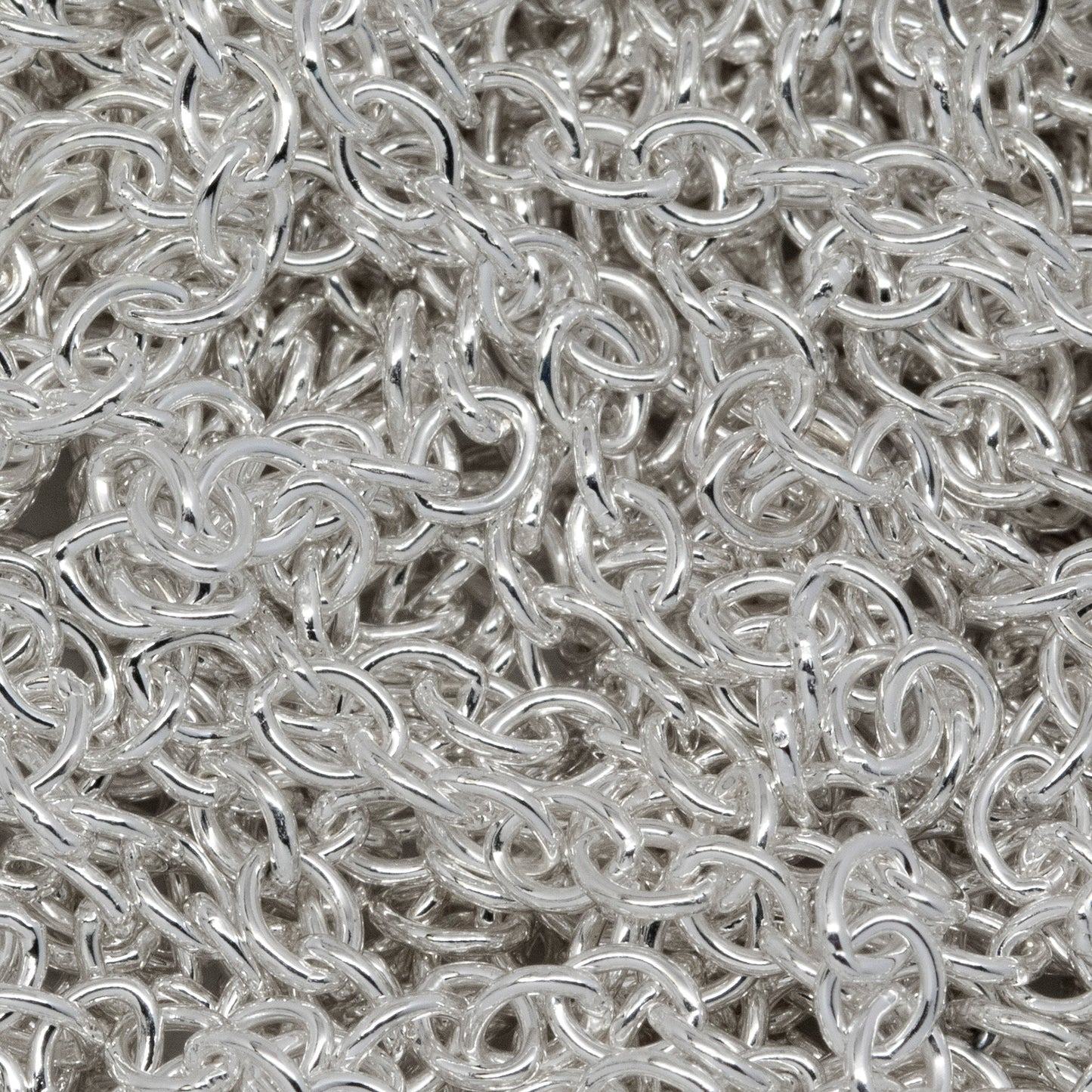 Sterling Silver 2.1mm Width by 2.8mm Length, Smooth Cable Chain. Price per: 1 Foot.