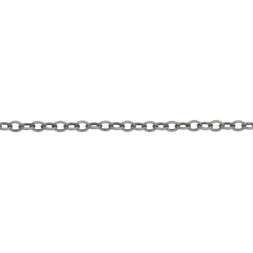 Chain by Foot. Sterling Silver Oxidized 2.1mm Width by 2.8mm Length, Smooth Cable Chain. Price per: 1 Foot.