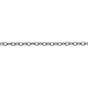 Chain by Foot. Sterling Silver Oxidized 2.1mm Width by 2.8mm Length, Smooth Cable Chain. Price per: 1 Foot.