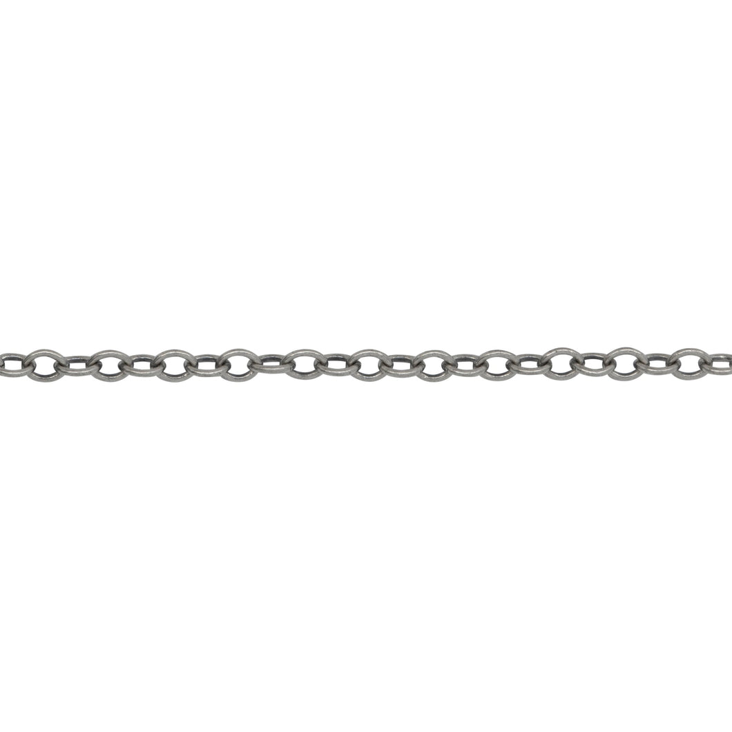 Chain by Foot. Sterling Silver Oxidized 2.1mm Width by 2.8mm Length, Smooth Cable Chain. Price per: 1 Foot.
