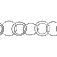 Load image into Gallery viewer, Chain by Foot. Sterling Silver 17.4mm Width / Length Smooth Circle Link and 12.9mm Width / Length Square Wire Circle Link, Linked in the Center Alternately, Circle Chain. Price per: 1 Inch.
