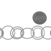 Load image into Gallery viewer, Sterling Silver 17.4mm Width / Length Smooth Circle Link and 12.9mm Width / Length Square Wire Circle Link, Linked in the Center Alternately, Circle Chain. Price per: 1 Inch.
