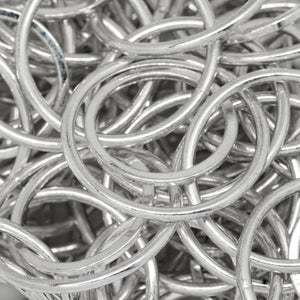 Sterling Silver 17.4mm Width / Length Smooth Circle Link and 12.9mm Width / Length Square Wire Circle Link, Linked in the Center Alternately, Circle Chain. Price per: 1 Inch.