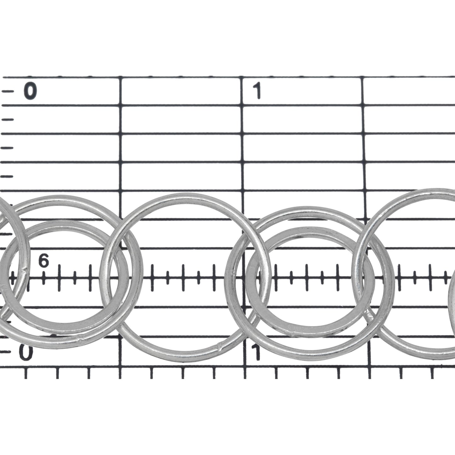 Sterling Silver 17.4mm Width / Length Smooth Circle Link and 12.9mm Width / Length Square Wire Circle Link, Linked in the Center Alternately, Circle Chain. Price per: 1 Inch.