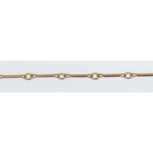 Sterling Silver 0.91mm Width by 7.95mm Length Corrugated Bar Link Followed by 2.28mm Width by 2.70mm Length Smooth Oval Link, Bar Chain. Price per: 1 Foot.