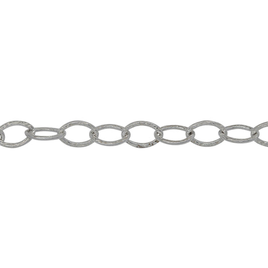 Chain by Foot. Sterling Silver 4.7mm Width by 6.75mm Length, Textured Cable Chain. Price per: 1 Foot.