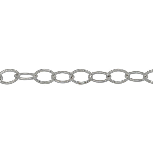 Chain by Foot. Sterling Silver 4.7mm Width by 6.75mm Length, Textured Cable Chain. Price per: 1 Foot.