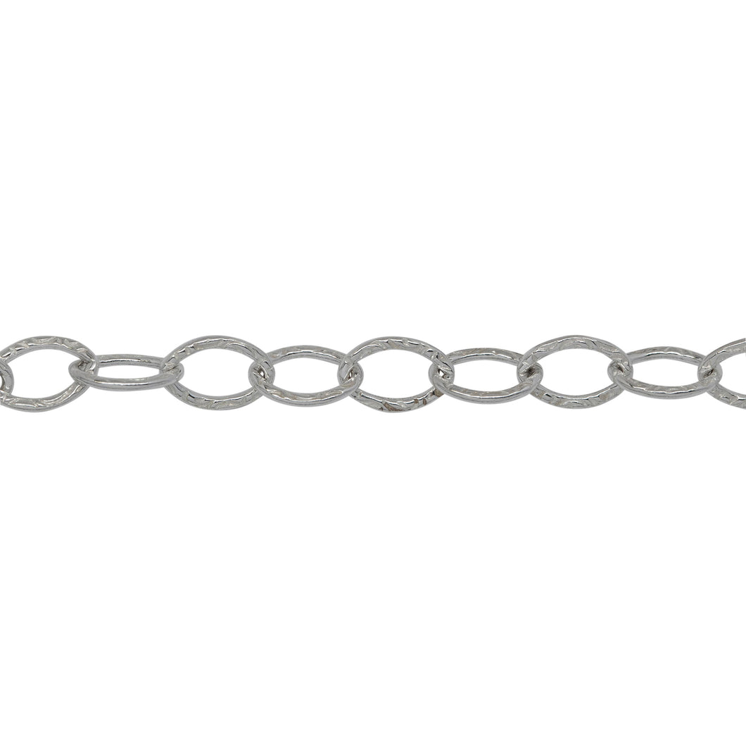 Chain by Foot. Sterling Silver 4.7mm Width by 6.75mm Length, Textured Cable Chain. Price per: 1 Foot.