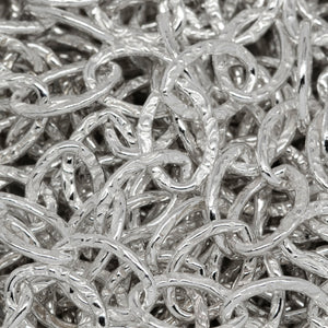 Sterling Silver 4.7mm Width by 6.75mm Length, Textured Cable Chain. Price per: 1 Foot.