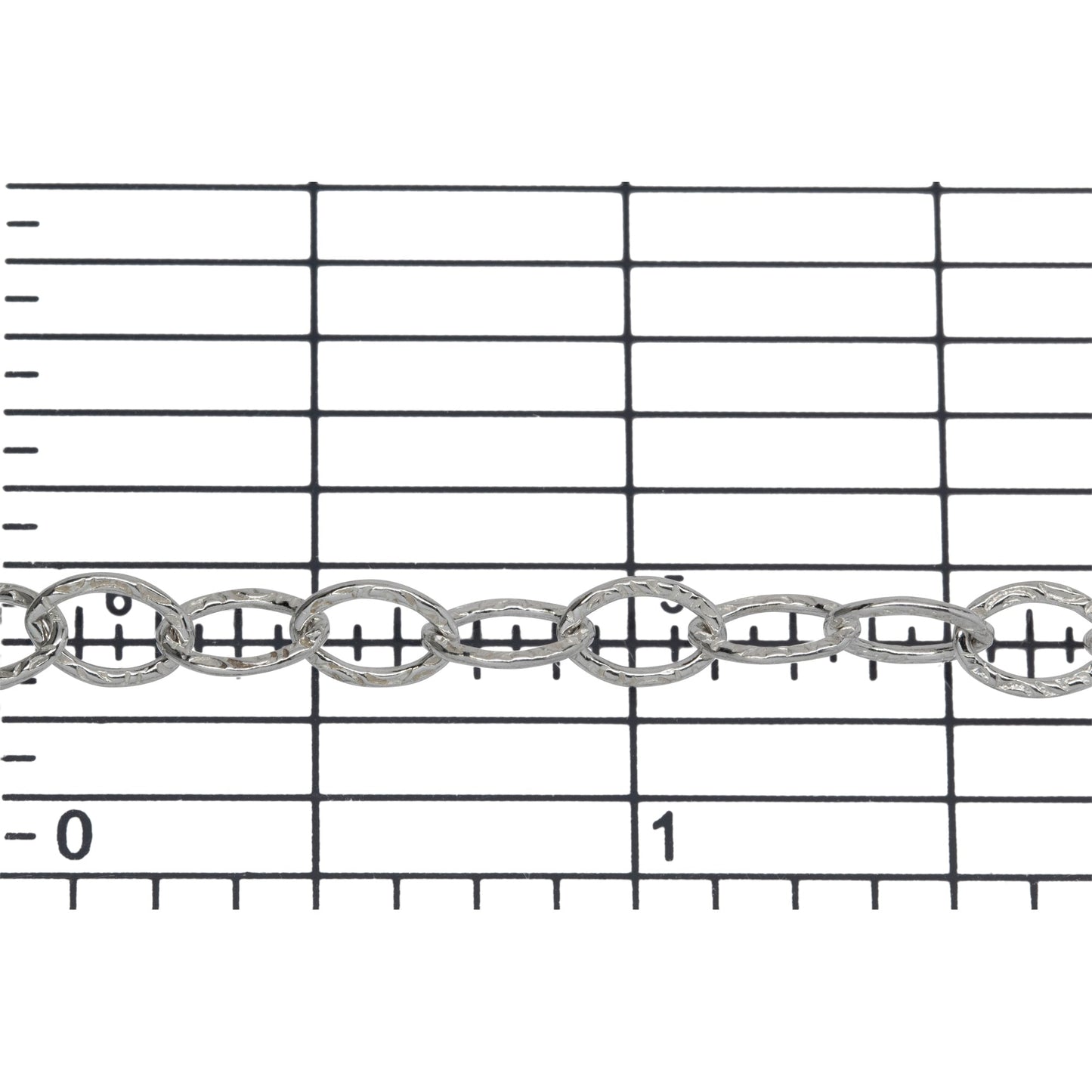 Sterling Silver 4.7mm Width by 6.75mm Length, Textured Cable Chain. Price per: 1 Foot.