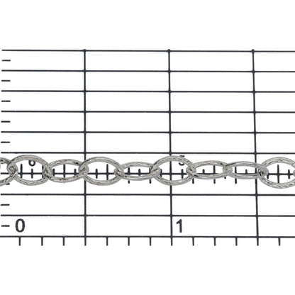 Sterling Silver 4.7mm Width by 6.75mm Length, Textured Cable Chain. Price per: 1 Foot.