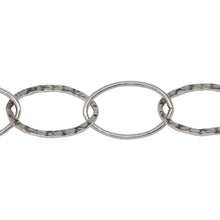 Load image into Gallery viewer, Chain by Foot. Sterling Silver Oxidized 13.8mm Width by 20.0mm Length Smooth Oval Link Followed by 14.0mm Width by 20.6mm Length Hammered Oval Link, Cable Chain. Price per: 1 Foot.

