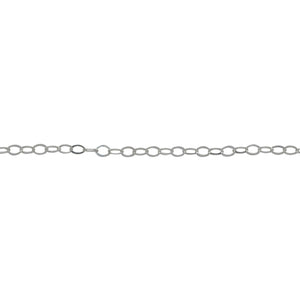 Chain by Foot. Sterling Silver 1.6mm Width by 2.4mm Length, Flat Cable Chain. Price per: 1 Foot.